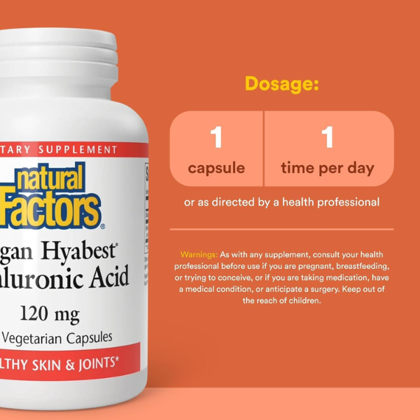 Acido Hialuronico Vegano 120 mg Hyabest® (60 veg caps), Natural Factors