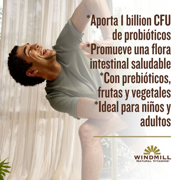 Probióticos Masticables 1 Billion CFU (100 masticables), Windmill