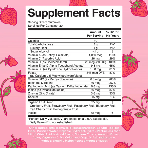 Multivitaminico Para Mujeres Sabor Fresa (60 gomitas), Mary Ruth´s