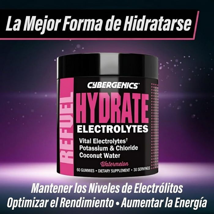 Electrolitos Sabor Sandía Cybergenics® (60 gomitas), Windmill