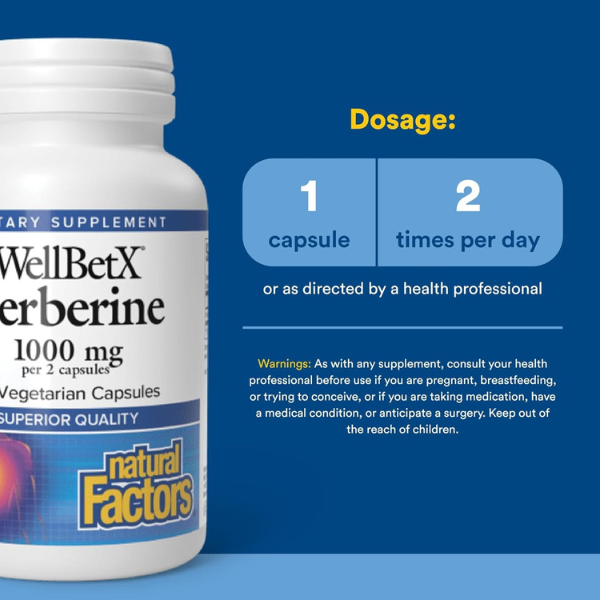 WellBetX® Berberina 1000 mg (120 vcap), Natural Factors