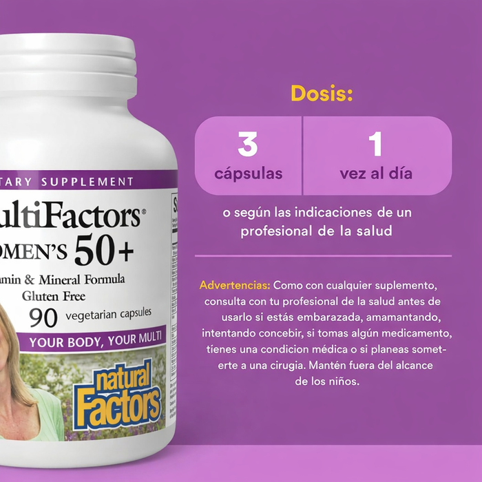 Multivitamínico para Mujeres 50+ MultiFactors® (90 vcaps), Natural Factors