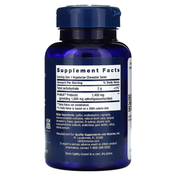 Prebiótico Sabor Fresa FLORASSIST® (60 tab vegs masticables), Life Extension