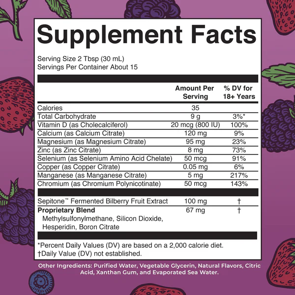 Multimineral Nocturno + Renovacion de Piel Sabor Frutos Rojos, Liquido 450 ml (15.22 fl oz), Mary Ruth's