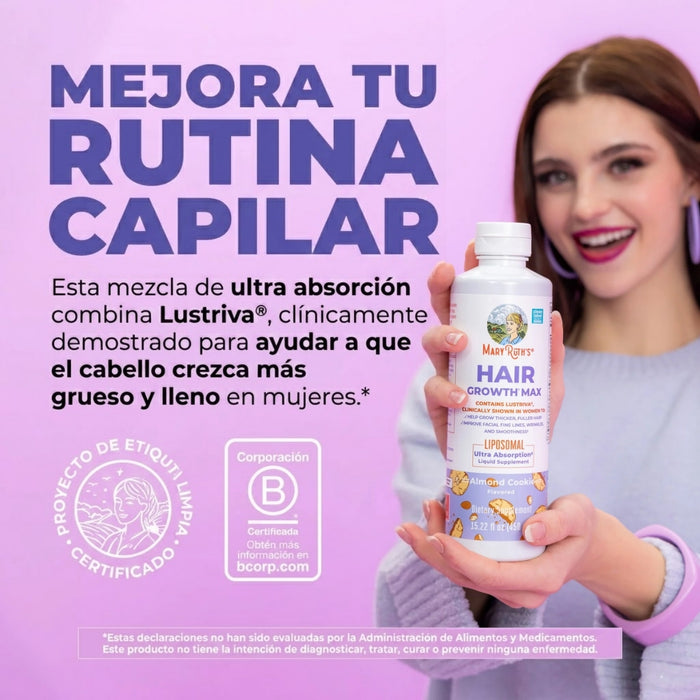Crecimiento del Cabello MAX Liposomal Sabor Galletas de Almendra 450 ml (15.22 fl oz), Mary Ruth's
