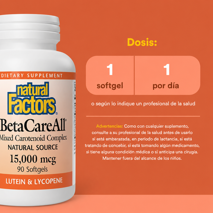 EX Betacaroteno Natural BetaCareAll® 15,000 mcg (90 softgels), Natural Factors