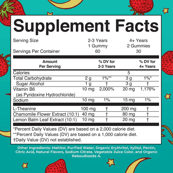 Ayuda para Dormir para Niños sin Melatonina (60 gomitas), Mary Ruth´s