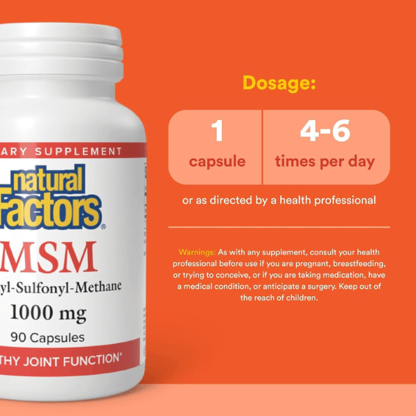 MSM 1000 mg, Articulaciones (90 caps), Natural Factors