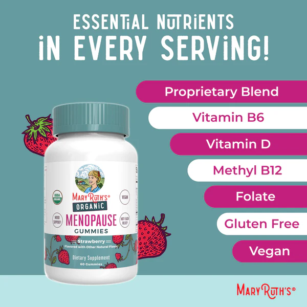 Menopausia Sabor Fresa (60 gomitas), Mary Ruth's