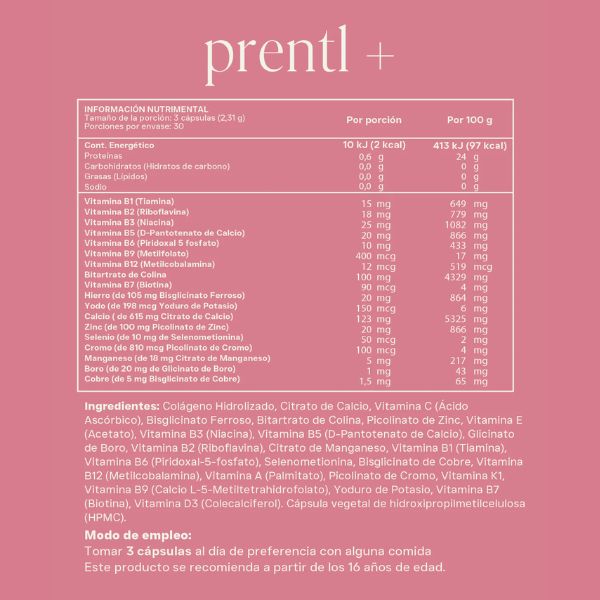 Prentl+ para la Salud Prenatal de la Madre (90 cápsulas) | Reset Wellness