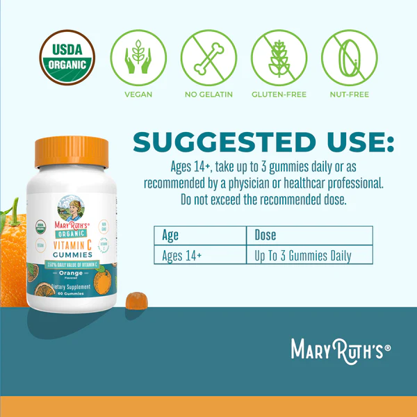 Vitamina C, Naranja (60 gomitas), Mary Ruth´s