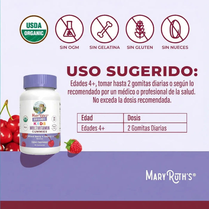 Multivitaminico Organico Para Niños (60 gomitas), Mary Ruth´s