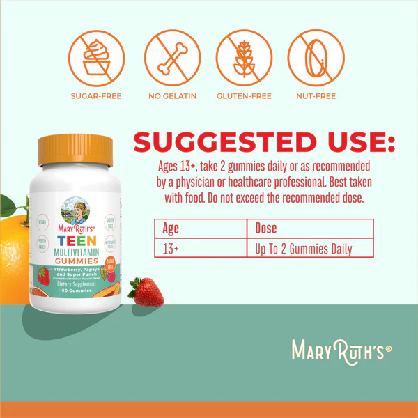 Multivitaminico para Adolescentes (60 gomitas), Mary Ruth´s