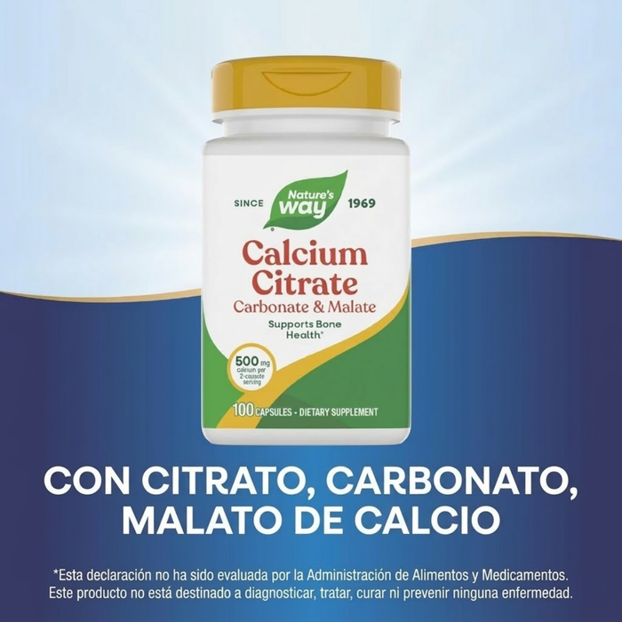 Citrato de Calcio 500 mg (100 caps), Nature's Way