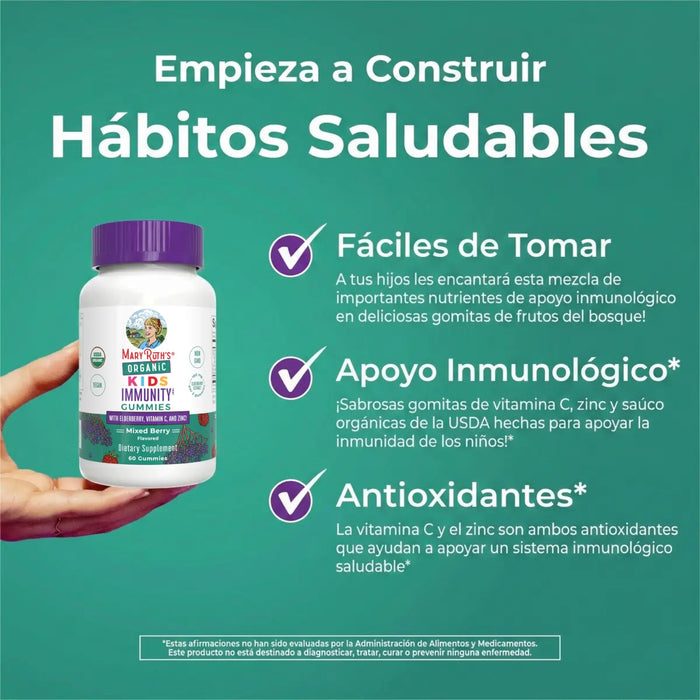 EX Inmunidad Para Niños Organica Sabor Frutos Rojos (60 gomitas), Mary Ruth´s