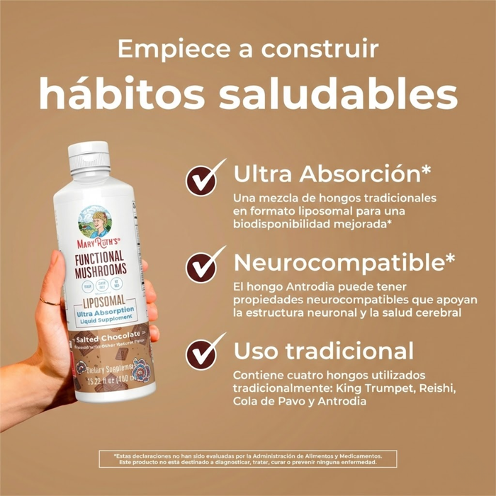 Hongos Funcionales Liposomal Sabor Chocolate (15.22 oz 450 ml), MaryRuth's