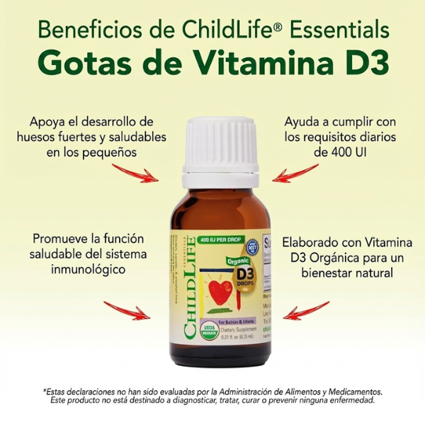 Vitamina D3 Orgánica para Bebés e Infantes, Líquida (0.21 fl oz 6.25 ml) Child Life