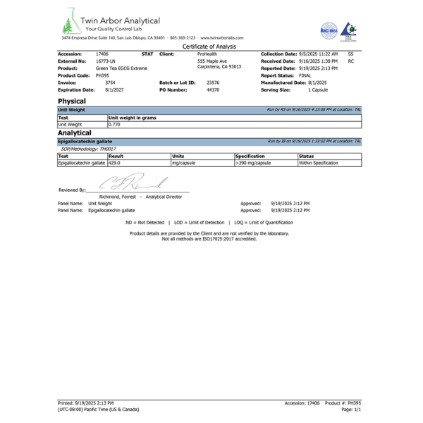 Té Verde EGCG Extremo 390 mg (100 caps), Prohealth