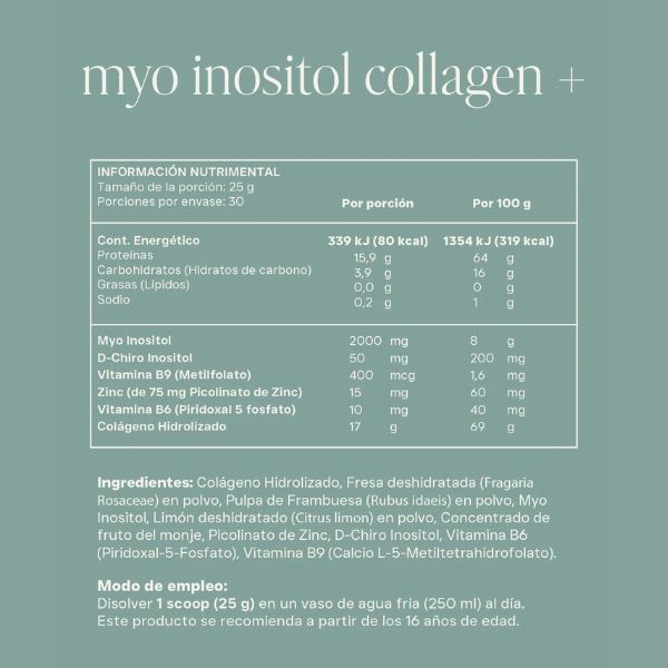 Equilibrio Hormonal Myo Inositol Collagen+ Sabor Limonada de Fresa (750 g), Reset Wellness