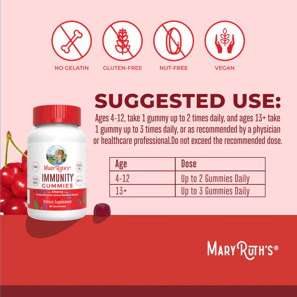 Inmunidad Sabor Cereza (90 gomitas), Mary Ruth´s