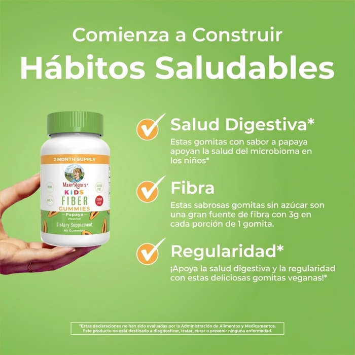 Fibra para Niños Sabor Papaya (60 gomitas), MaryRuth's