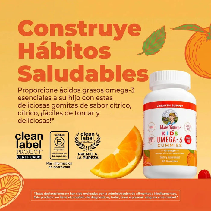 Omega-3 Vegano Para Niños (60 gomitas), Mary Ruth´s
