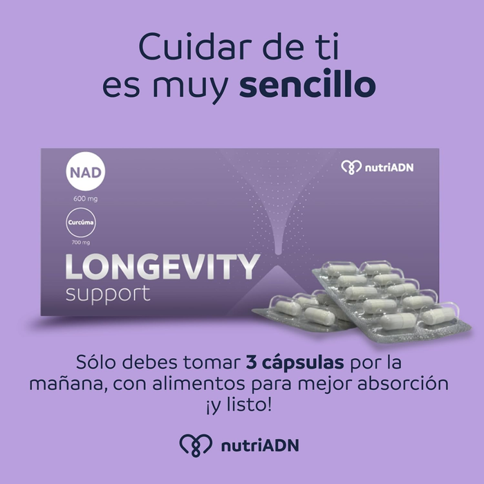 Longevity Support para la Salud Celular y Longevidad (90 cápsulas) | NutriADN