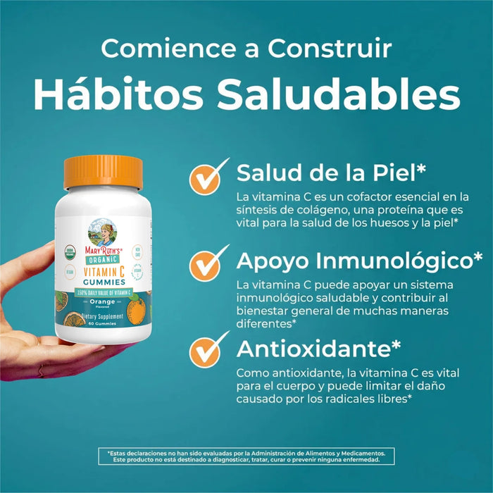 Vitamina C Organica Para Niños Sabor Naranja (60 gomitas), Mary Ruth´s