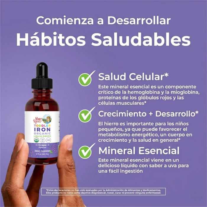 Hierro Organico Para Niños, Sabor Uva Liquido 60 ml (2 fl oz), Mary Ruth's