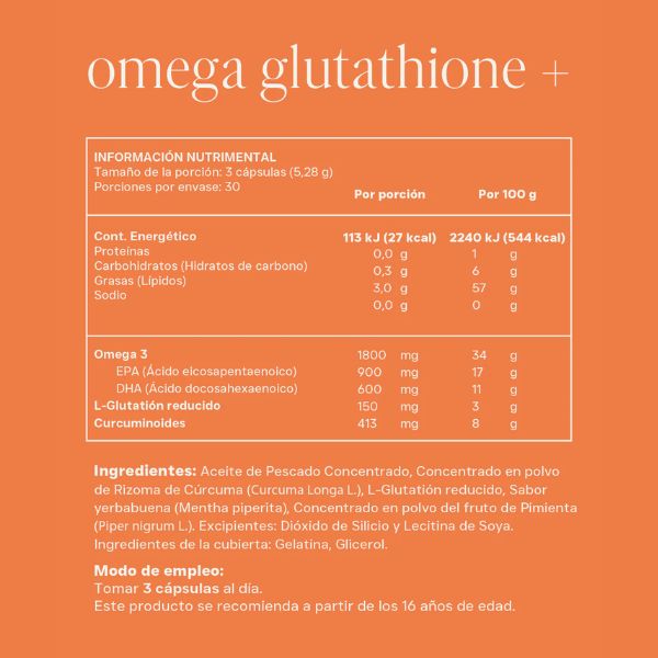 Antioxidante y Antiinflamatorio Omega Glutatione+ (90 caps), Reset Wellness