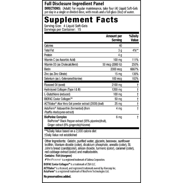 Peptidos de Colageno con Astaxantina tipo I, II y III (60 softgels), Irwin Naturals