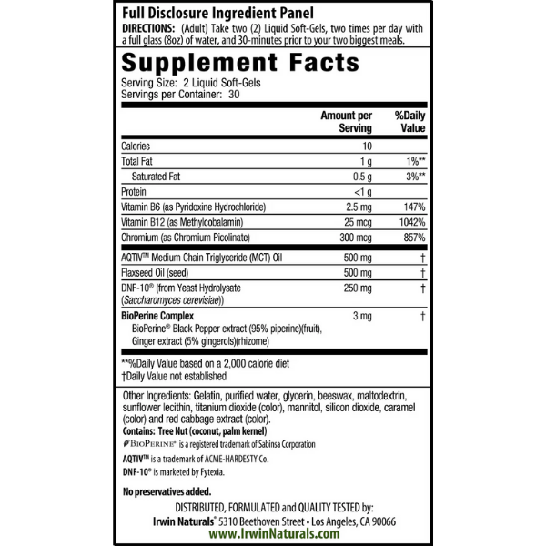 EX Control del Hambre del Intestino al Cerebro (60 softgels), Irwin Naturals