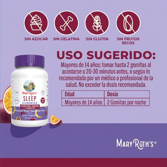 Melatonina para Dormir (60 gomitas), Mary Ruth´s