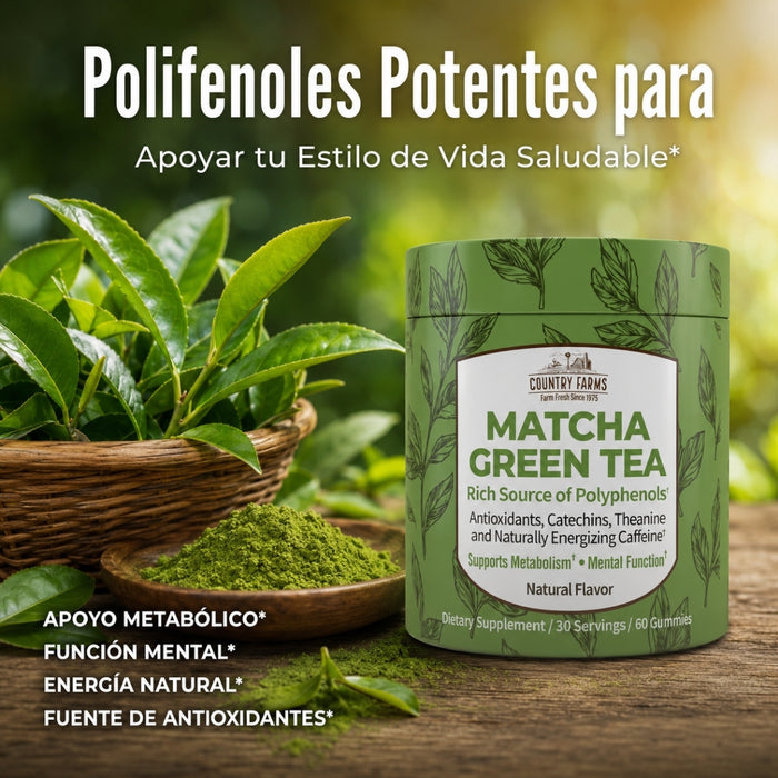 Matcha Antioxidantes Sabor Matcha Country Farms® (60 gomitas), Windmill