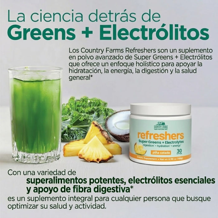 Electrolitos + Super Greens Sabor Piña Country Farms® (198 g), Windmill