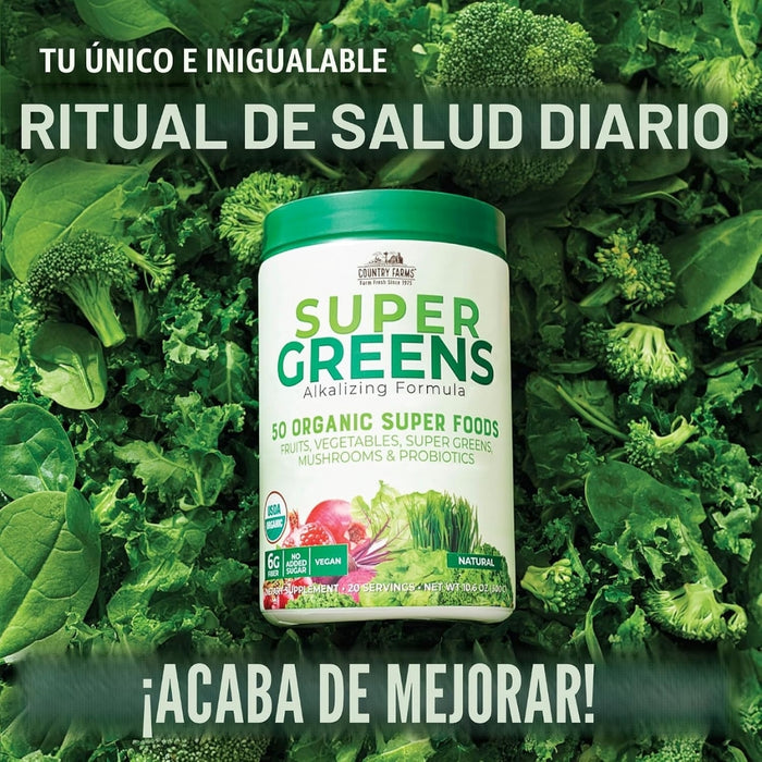 Apoyo Inmunológico Super Greens Fórmula Alcalinizada Country Farms® (300 g), Windmill