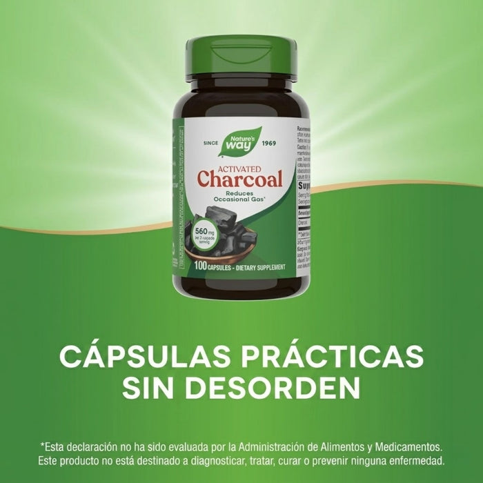Carbón Vegetal Activado, 560 mg (100 caps), Nature's Way