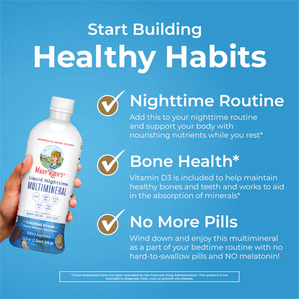 Multimineral Nocturno Sabor Coco, Liquido (30 fl oz 887 ml), Mary Ruth's