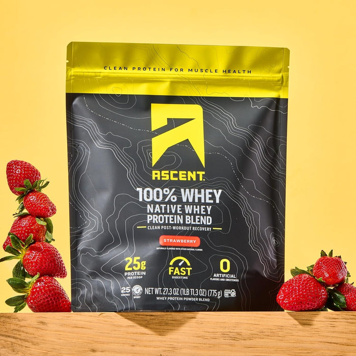 Proteína de Whey Sabor Fresa 775 g (27.3 oz), Ascent