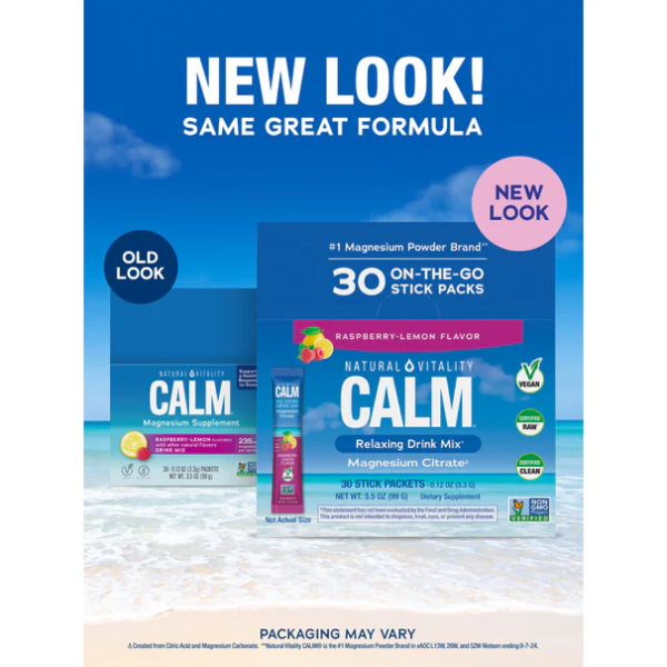 CALM Citrato de Magnesio polvo, sabor Limonada de Frambuensa (30sobres), Natural Vitality