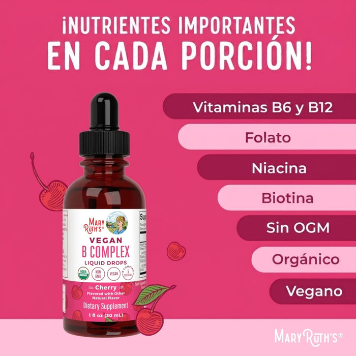 Complejo B Sabor Cereza, Liquido 30 ml (1 fl oz), Mary Ruth's