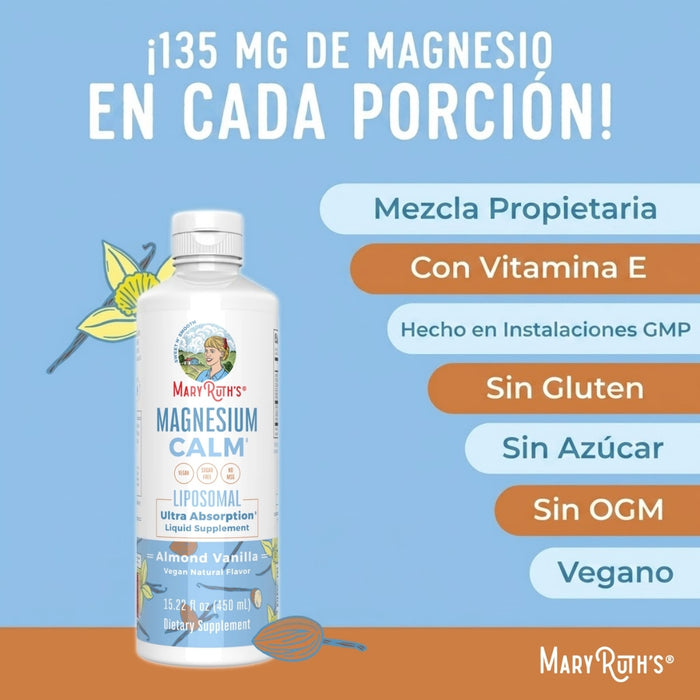 Magnesio Liposomal Sabor Almendra y Vainilla 450 ml (15.22 fl oz), Mary Ruth's