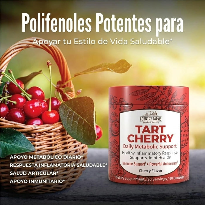 Apoyo a Articulaciones Tart Cherry Sabor Cereza Country Farms® (60 gomitas), Windmill