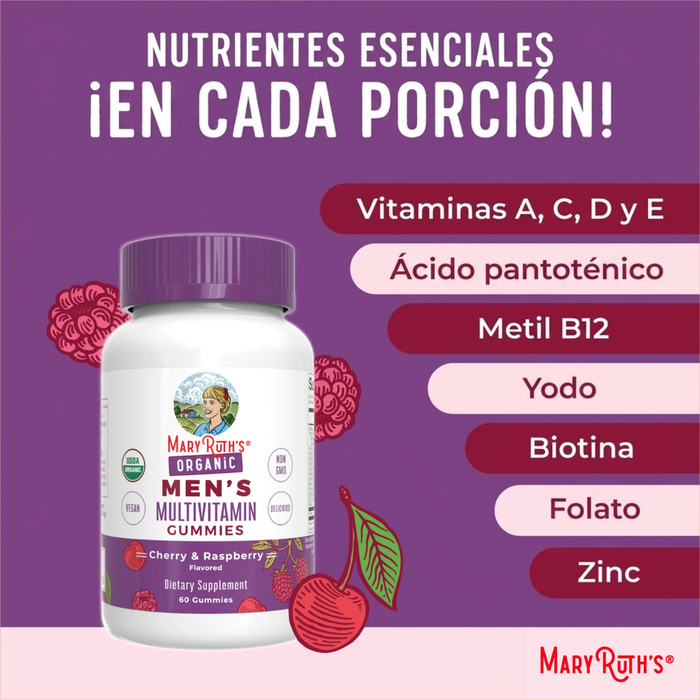 Multivitamínico Orgánico Para Hombres Sabor Cereza (60 gomitas), MaryRuth's