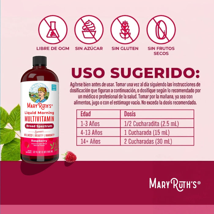 Kit #21 Multivitamínico Matutino Sabor Frambuesa (887 ml), MaryRuth's