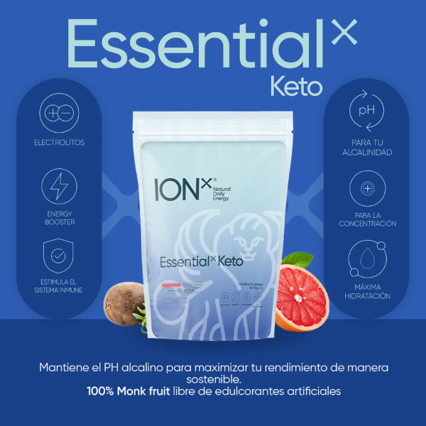 Electrolitos Essential Keto To Go Sabor Toronja (150 g), ION X