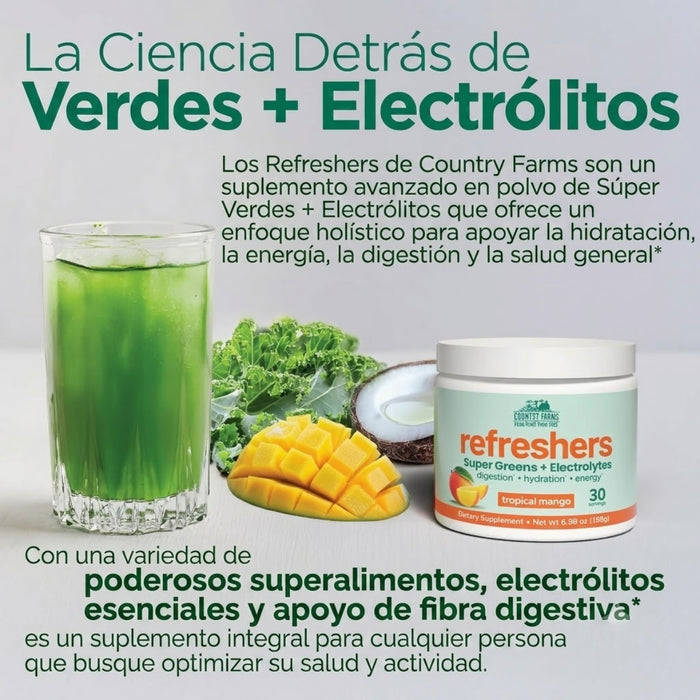 Electrolitos + Super Greens Sabor Mango Country Farms® (198 g), Windmill