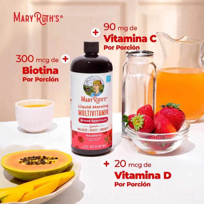 Mary Ruth's Multivitaminico Matutino Sabor Frambuesa, Liquido 887 ml (30 fl oz)