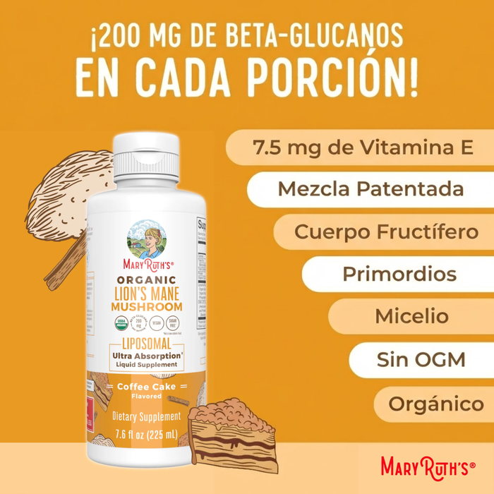 Hongo de Melena de León Orgánico Liposomal (7.6 oz 225 ml), MaryRuth's