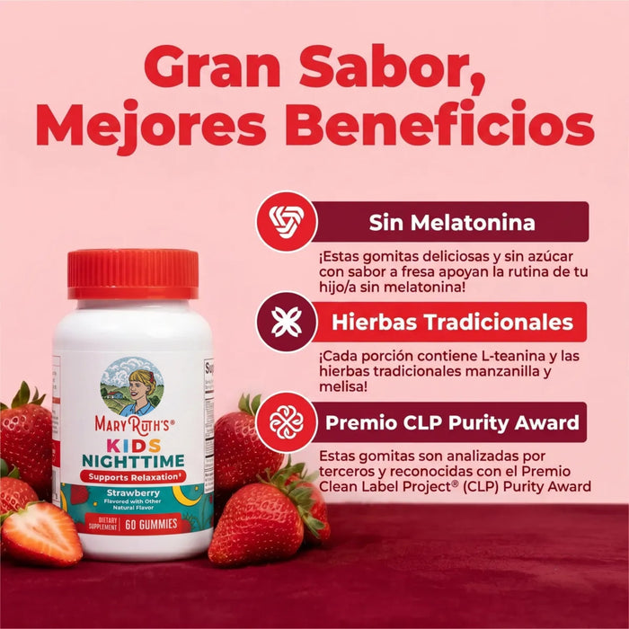 Ayuda para Dormir para Niños sin Melatonina (60 gomitas), Mary Ruth´s